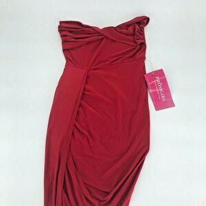NWT Jane Womens Sheath Bodycon Dress Strapless Ruched Side Red Sz S